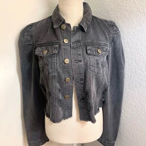 Womens Forever 21 Distressed cropped Denim Jacket